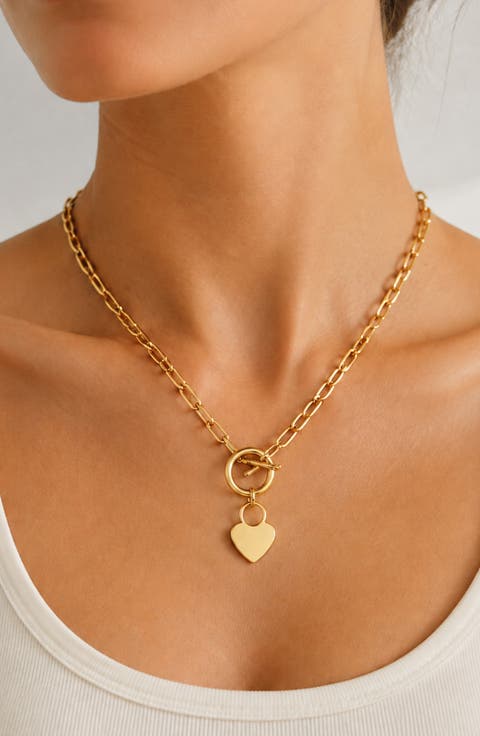 Toggle Heart Charm Necklace