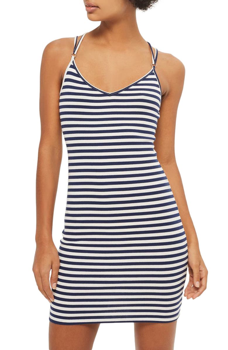 Topshop Stripe Strappy Body-Con Minidress, Main, color,