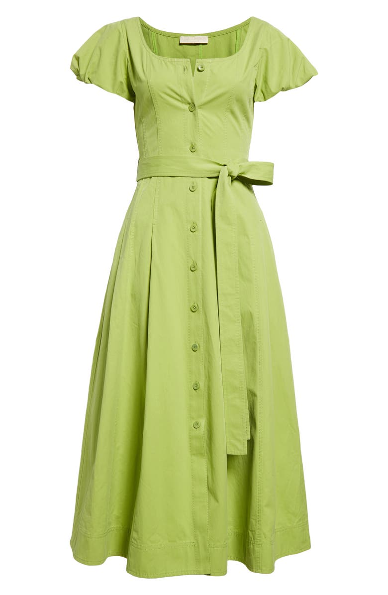 Ulla Johnson Rhea Tie Waist Puff Sleeve Midi Dress, Alternate, color, 