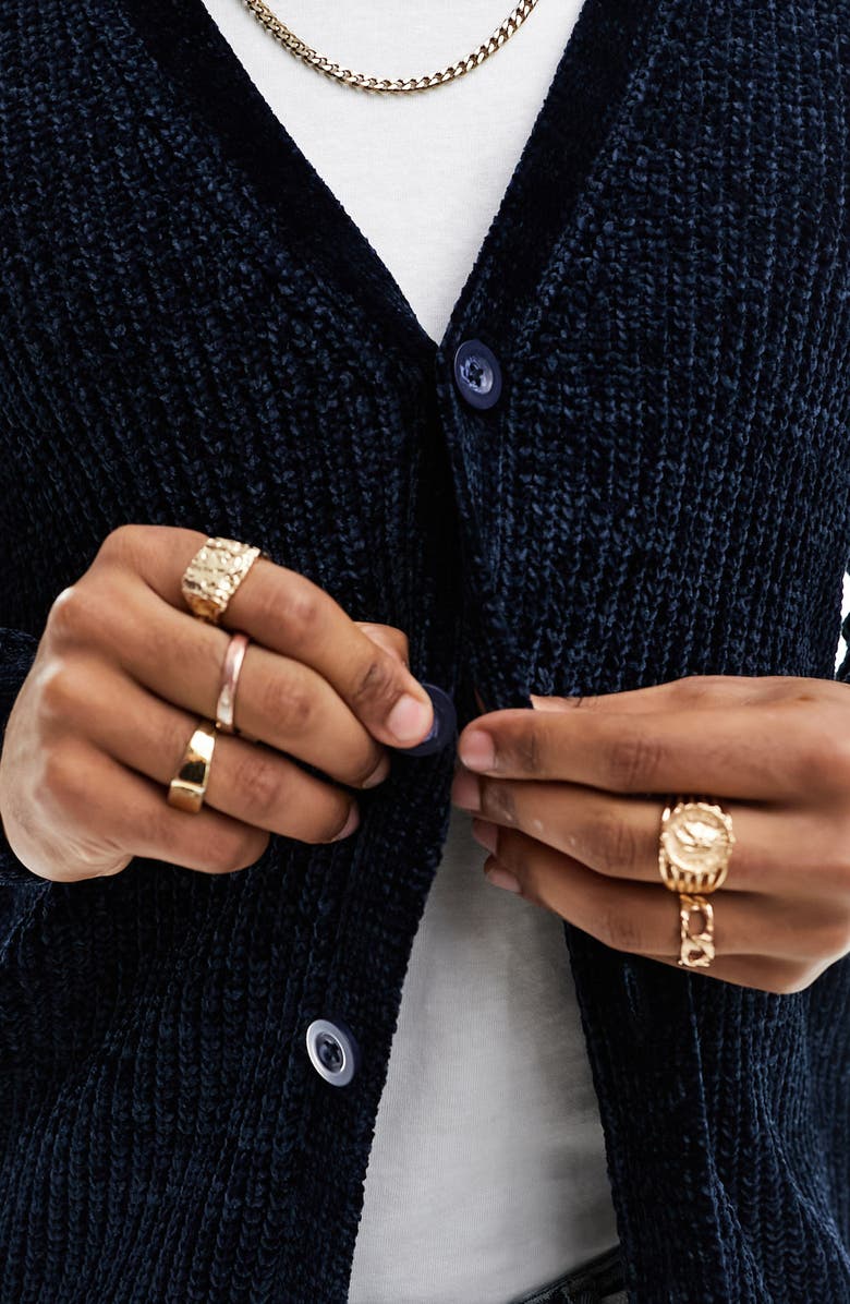 ASOS DESIGN Relaxed V-Neck Chenille Cardigan, Alternate, color, 