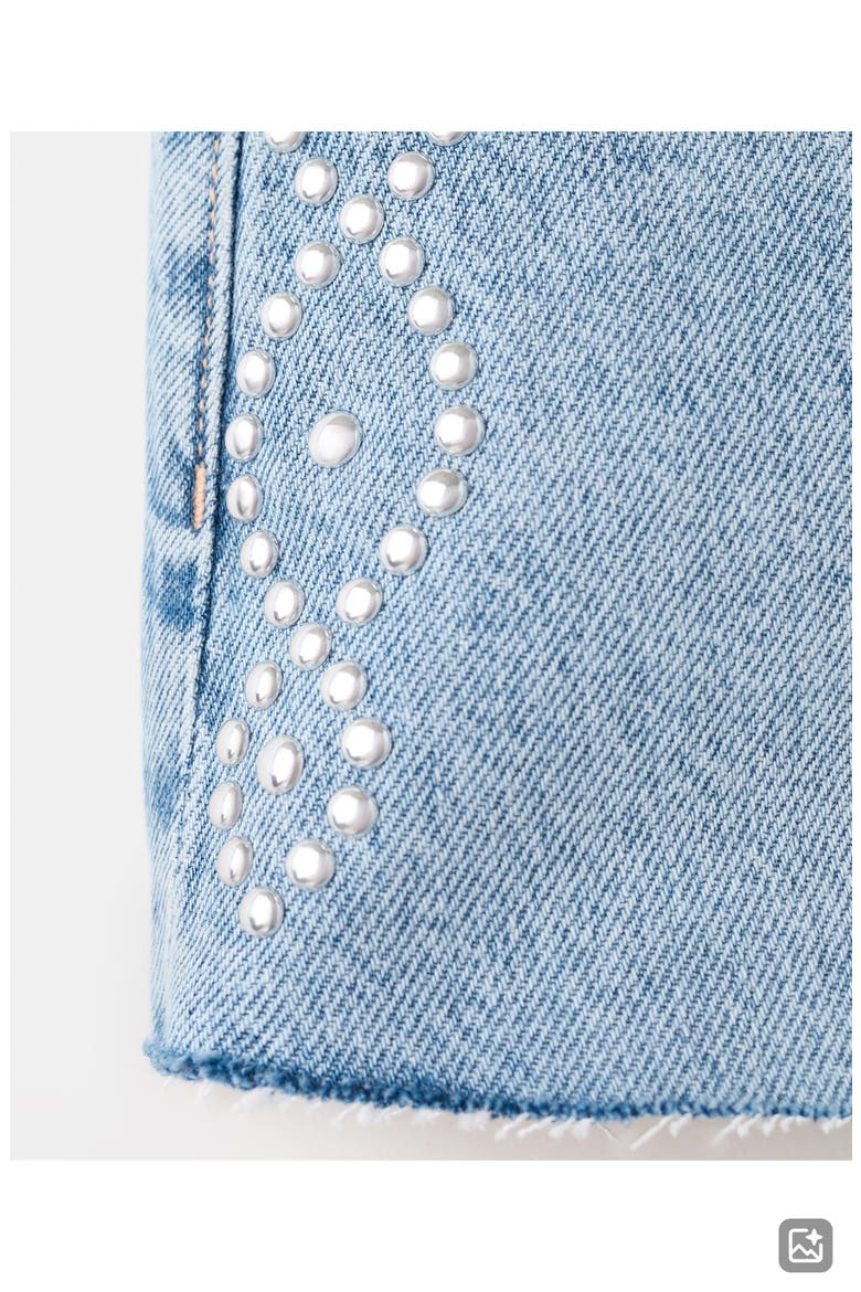 Studded Denim Cutoff Shorts, Alternate, color, MEDIUM BLUE