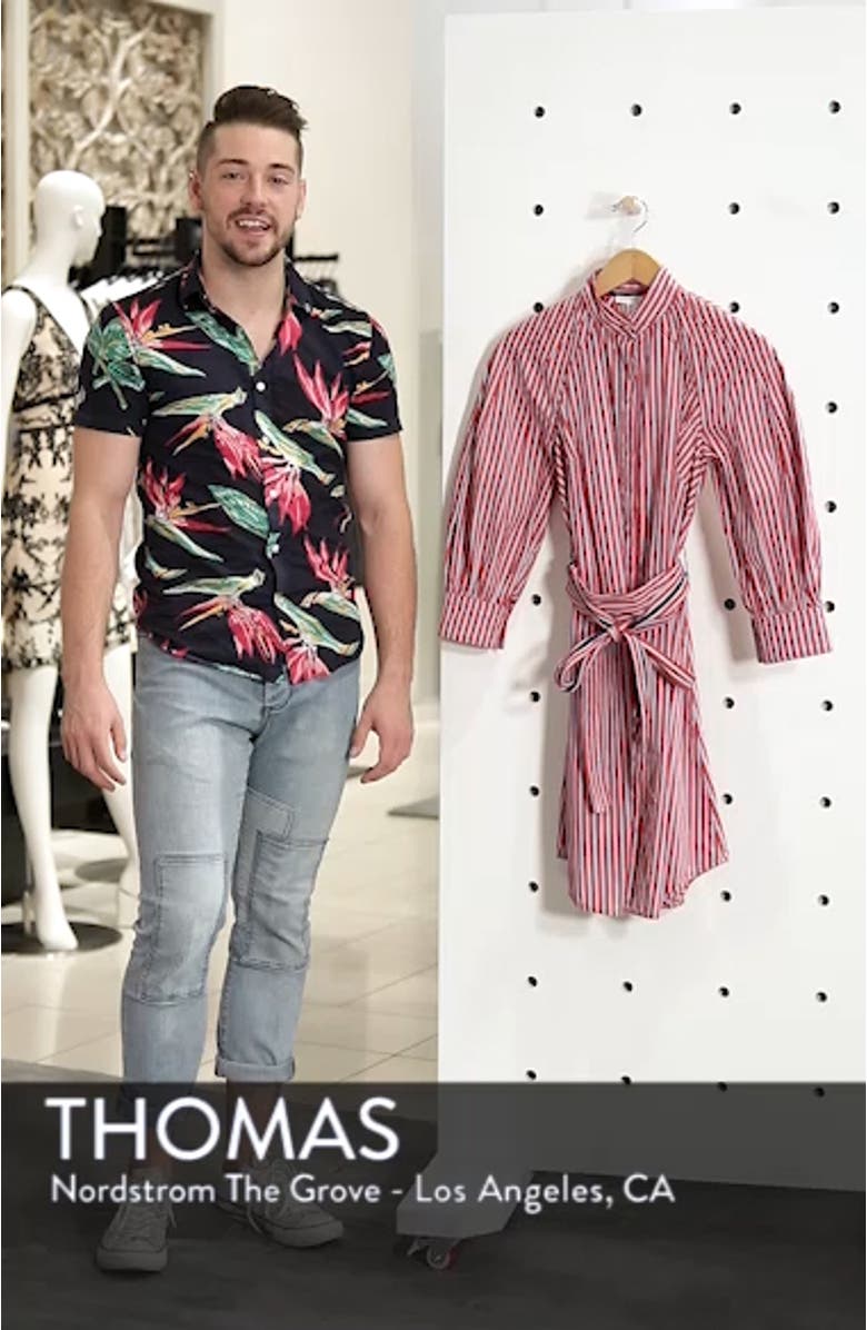 Stripe Tie Waist Shirtdress, sales video thumbnail