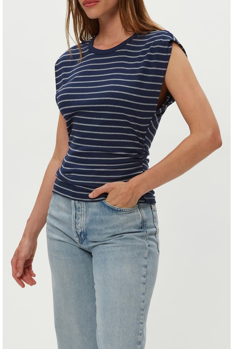 Joni Crewneck Power Shoulder T-Shirt, Alternate, color, NOCTURNAL/ HAG