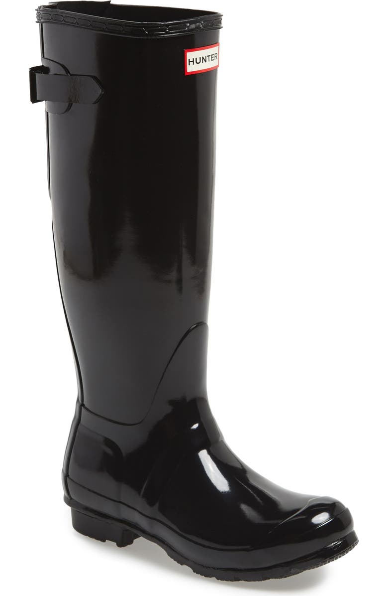 Hunter Adjustable Back Gloss Waterproof Rain Boot, Main, color,