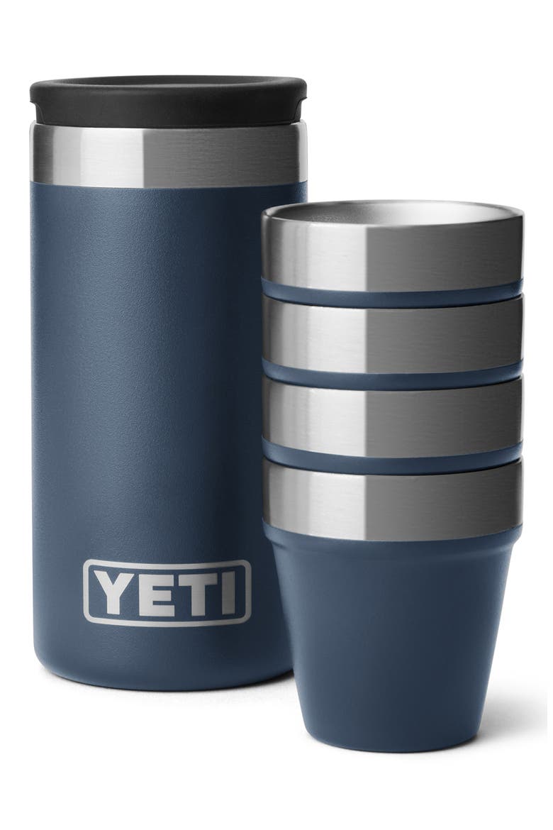 Rambler Set of 4 Shot Glasses & Case, Main, color, NAVY