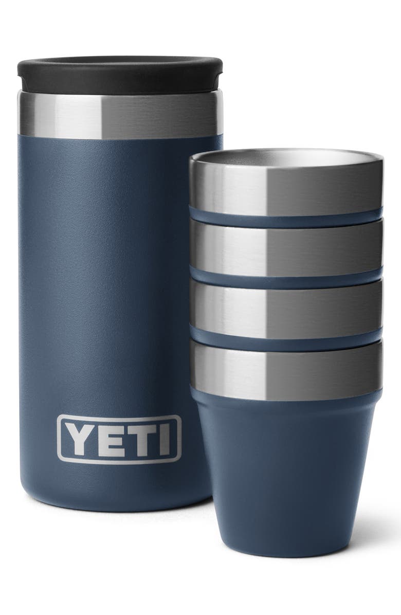 YETI Rambler Set of 4 Shot Glasses & Case, Main, color, Navy