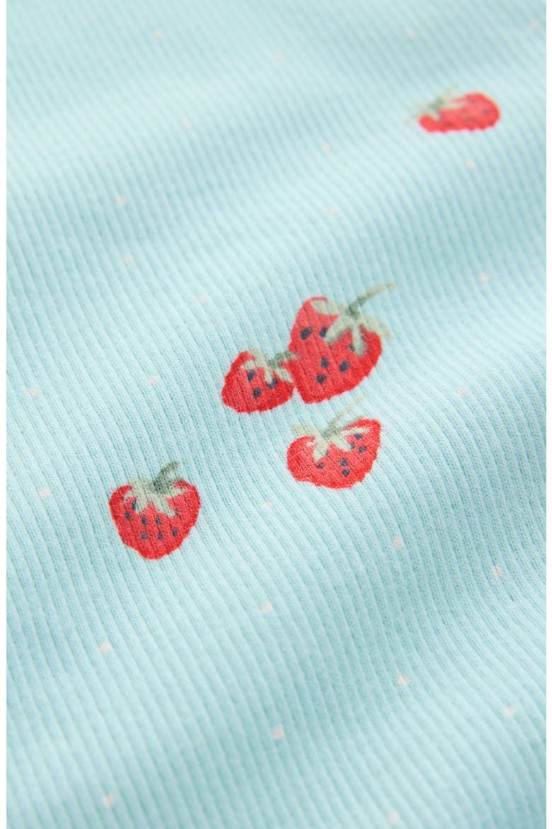 Kids' Strawberry Print Long Sleeve Cotton Blend Top, Alternate, color, BLUE