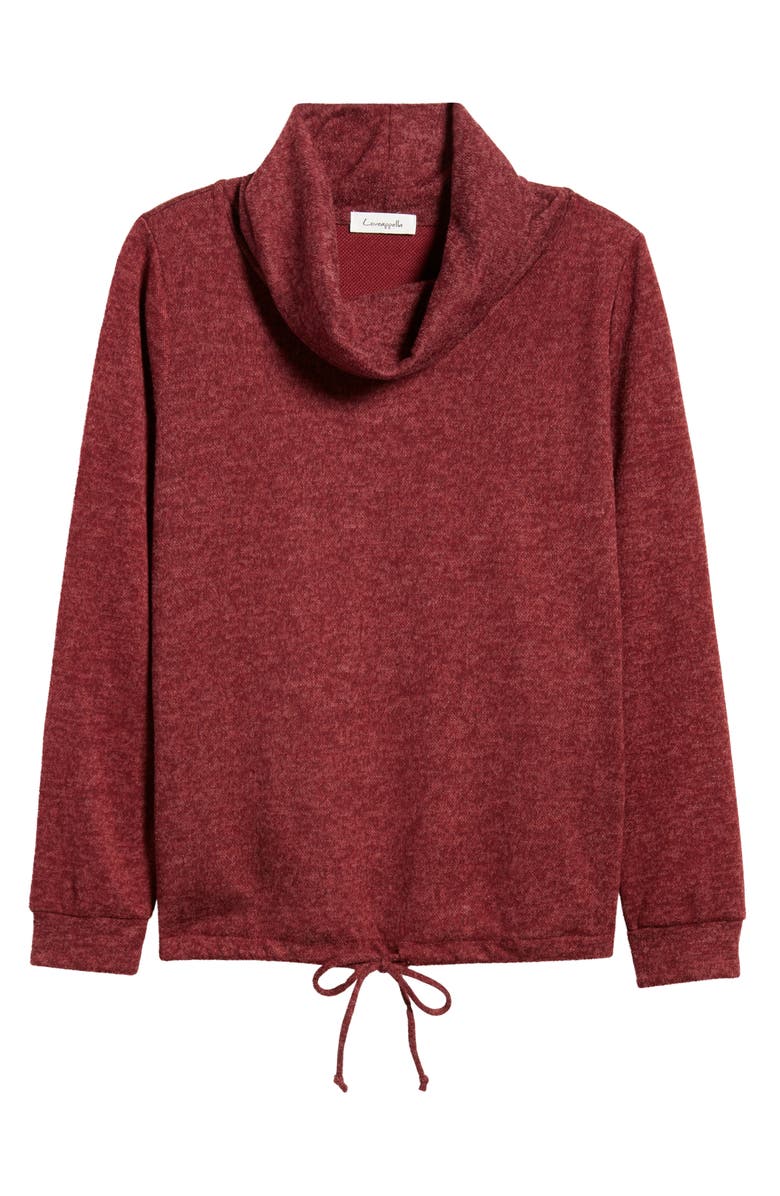Loveappella Cowl Neck Knit Top, Alternate, color, Burgundy