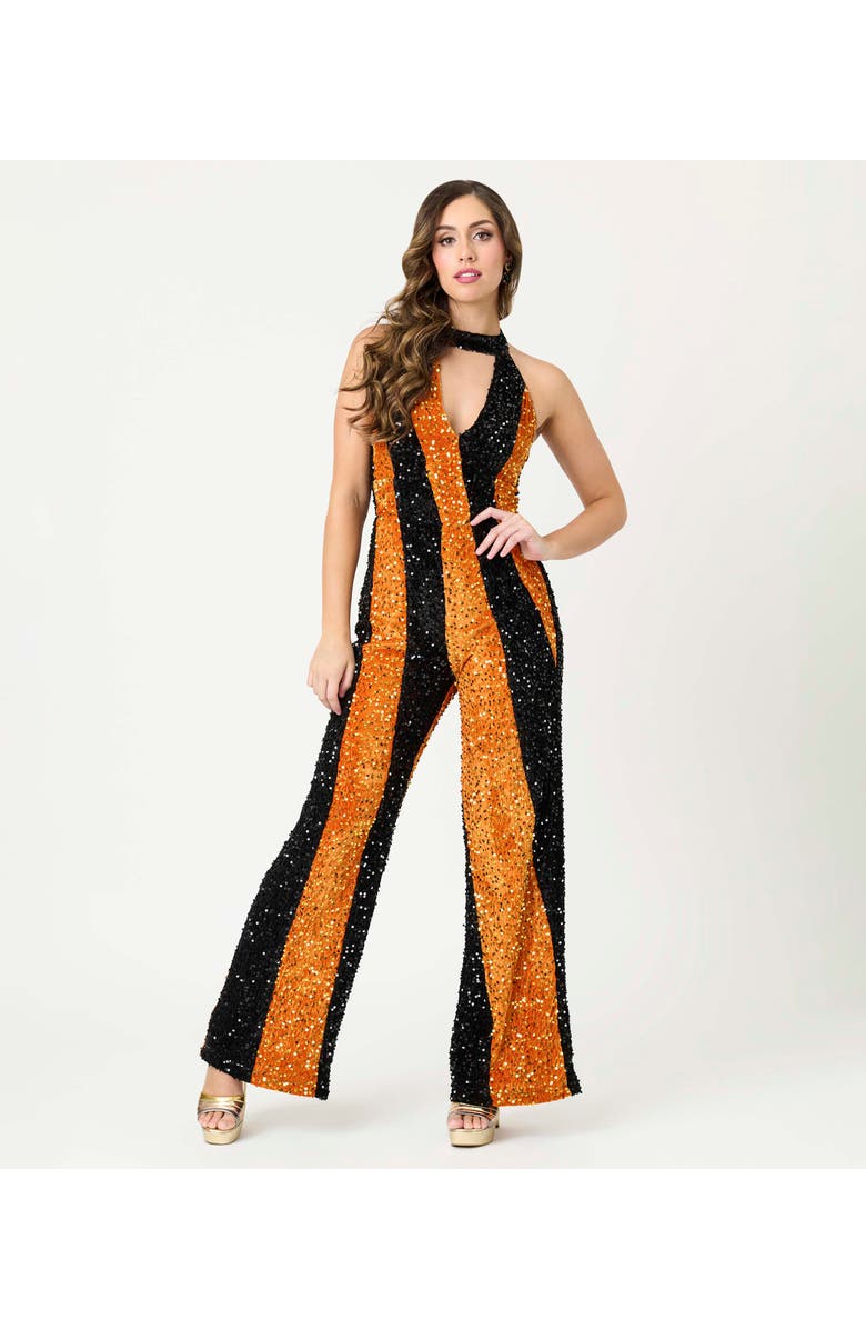 Smak Parlour Glamour Goddess Jumpsuit, Alternate, color, Orange/ Black