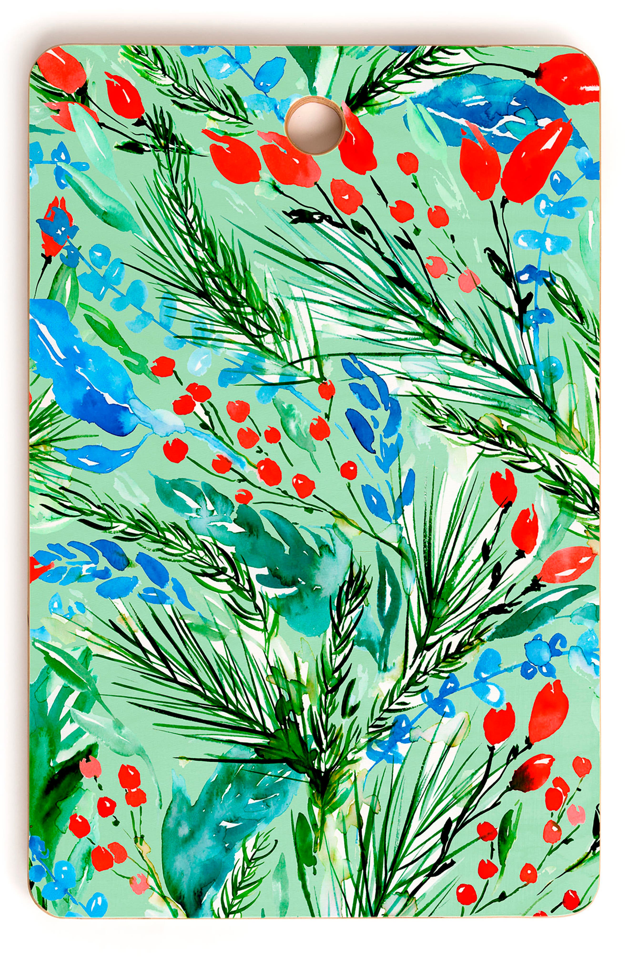Snowflakes Watercolor Cutting Board
