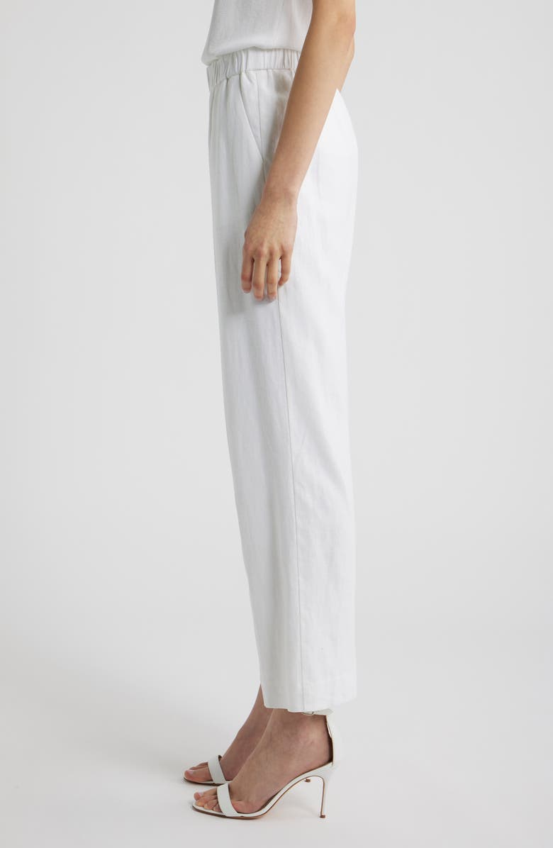 Anne Klein Straight Leg Linen Blend Pants, Alternate, color, Crisp White