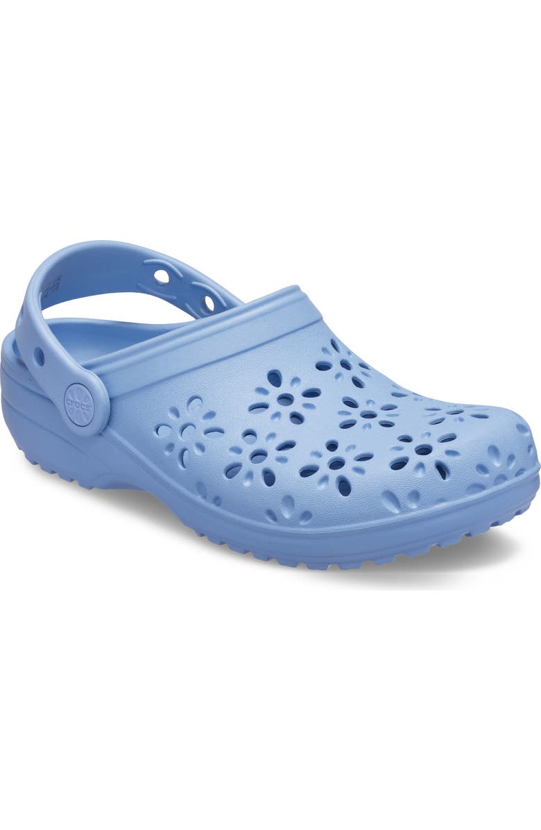 CROCS Kids' Classic Floral Cutout Clog, Main, color, Blue Haze