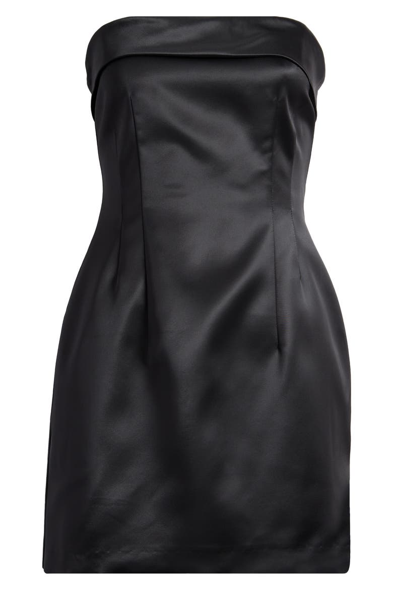 Satin Strapless Minidress, Alternate, color, BLACK