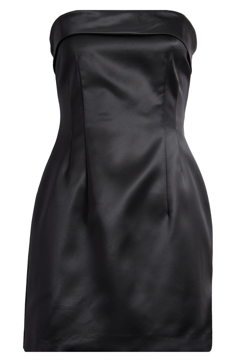 French Connection Satin Strapless Minidress, Alternate, color, Black