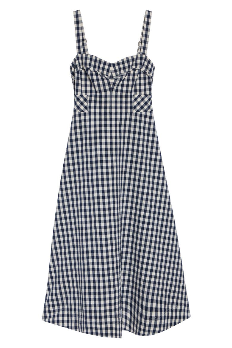 Aila Gingham Check Midi Dress, Alternate, color, NAVY DOVE