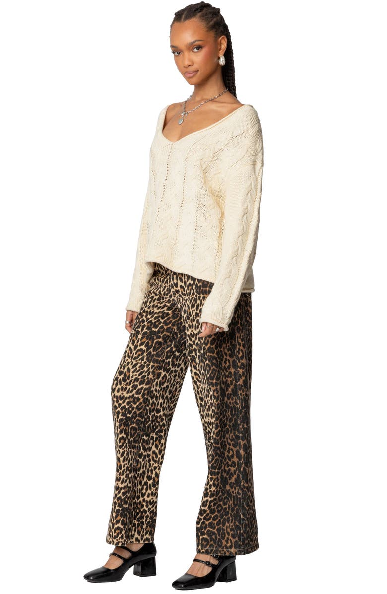 EDIKTED Inga Oversize Cable Stitch Sweater, Alternate, color, Cream