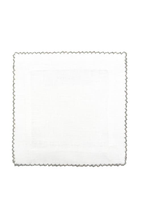 Tina Chen Designs Picot Edge Set Of 4 Linen Cocktail Napkins In Gray