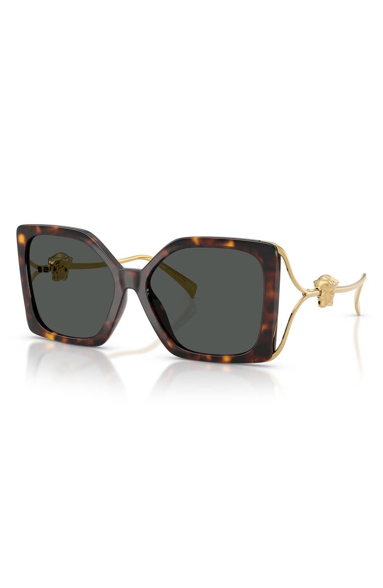 Versace 58mm Square Sunglasses, Alternate, color, Havana / Dark Grey