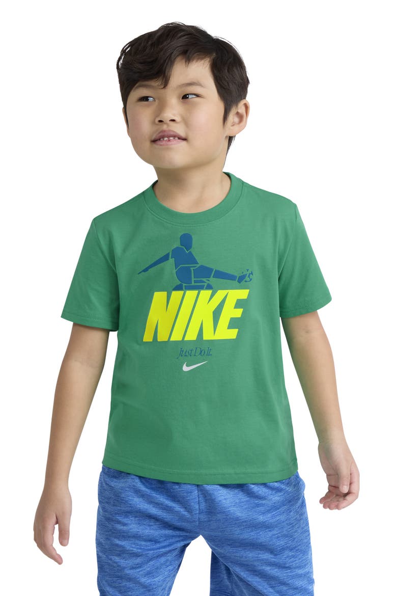 Kids' Kick Graphic Cotton Blend T-Shirt, Alternate, color, STADIUM GREEN