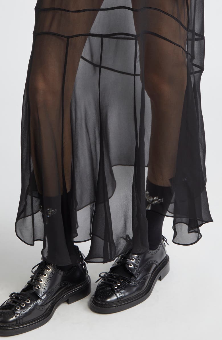 Simone Rocha Multiseam Sheer Silk Georgette Midi Skirt, Alternate, color,