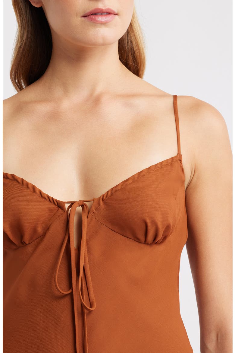 Taylah Lace Trim Mini Slipdress, Alternate, color, BROWN