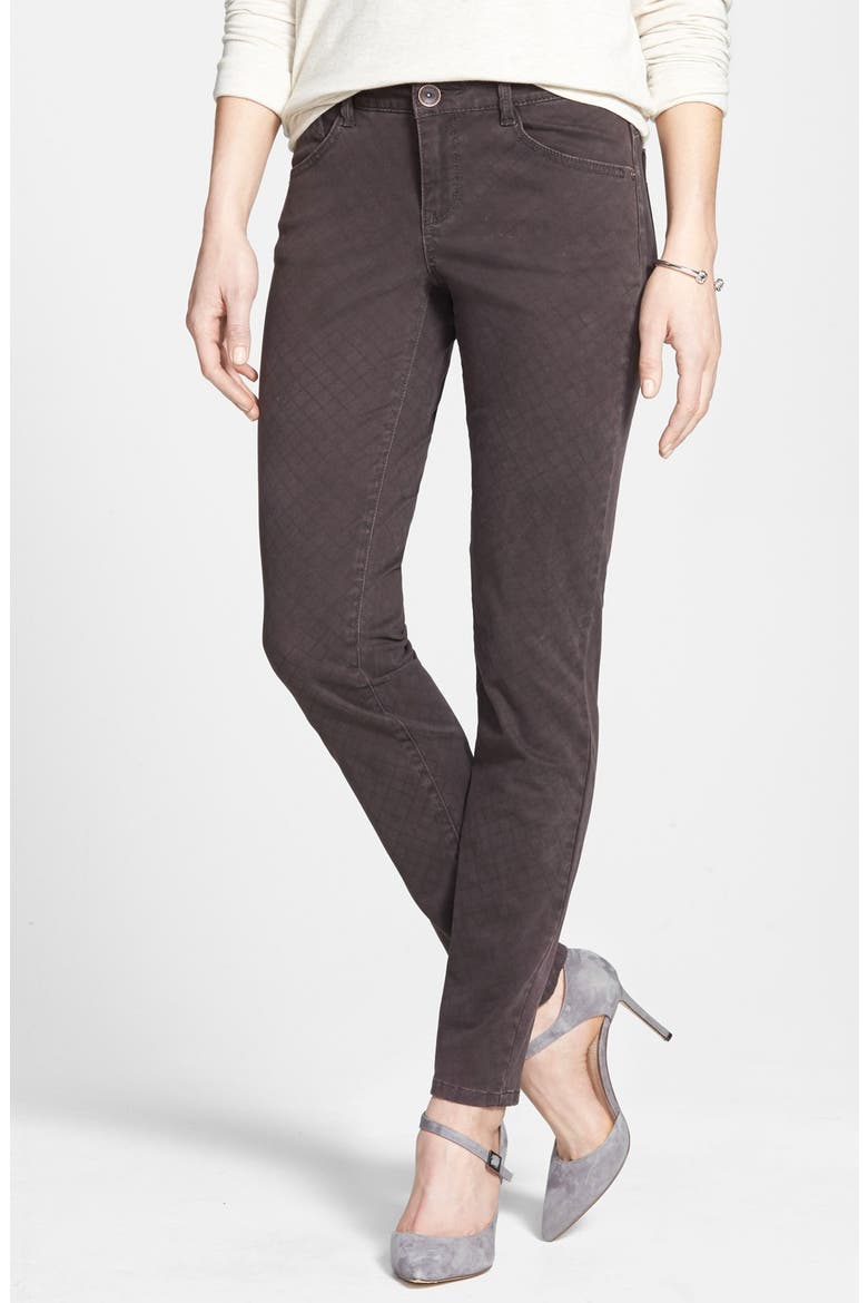 Window Pane Print Skinny Jeans (Nordstrom Exclusive), Main, color, BROWN