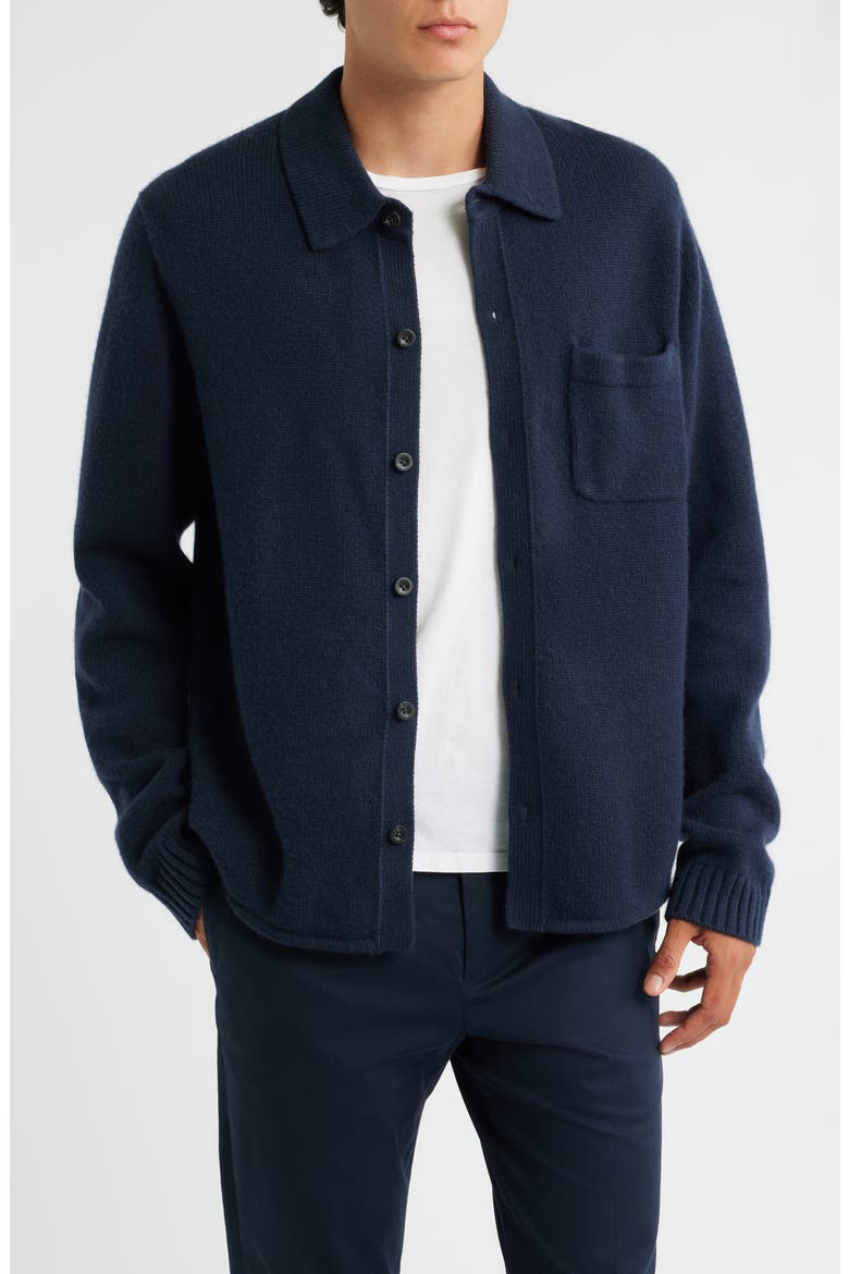 Contour Hem Lambswool Cardigan, Main, color, COASTAL