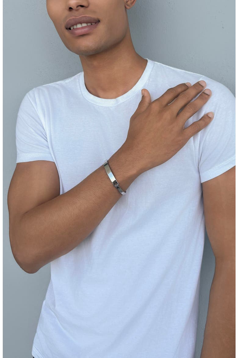 Men's Silver Plated Bangle Bracelet, Alternate, color, SILVER