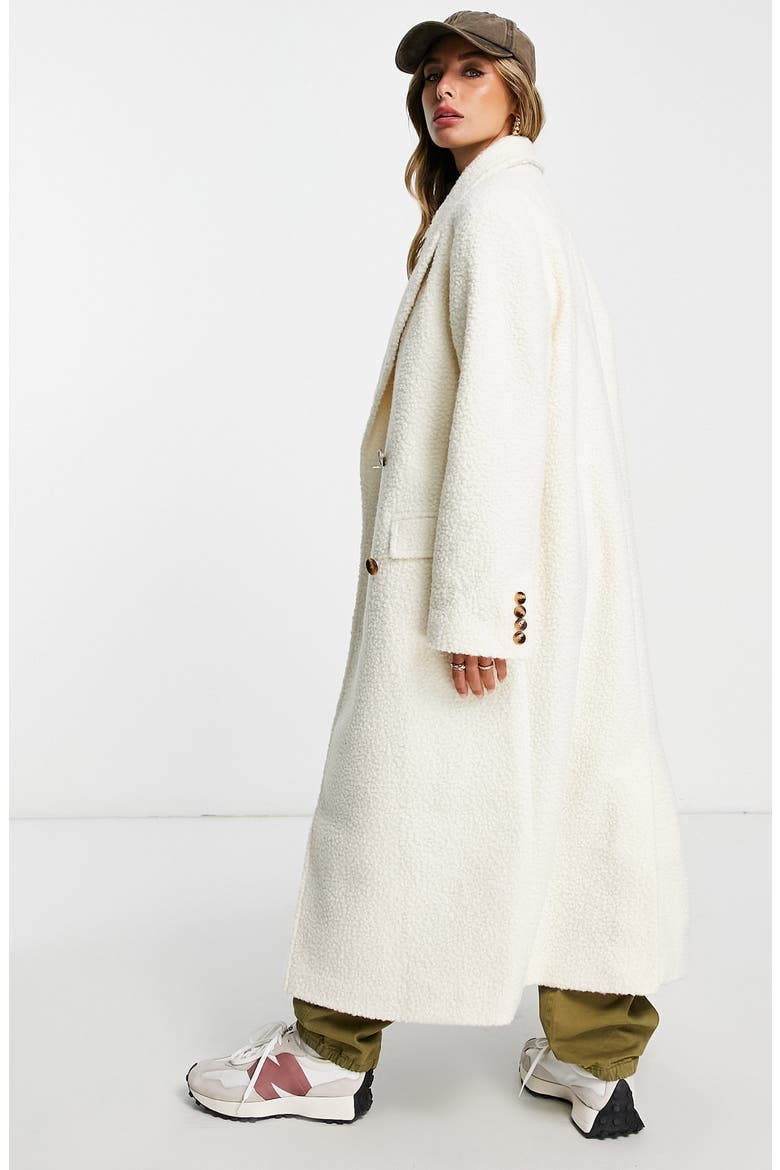 Bouclé Longline Coat, Alternate, color, CREAM