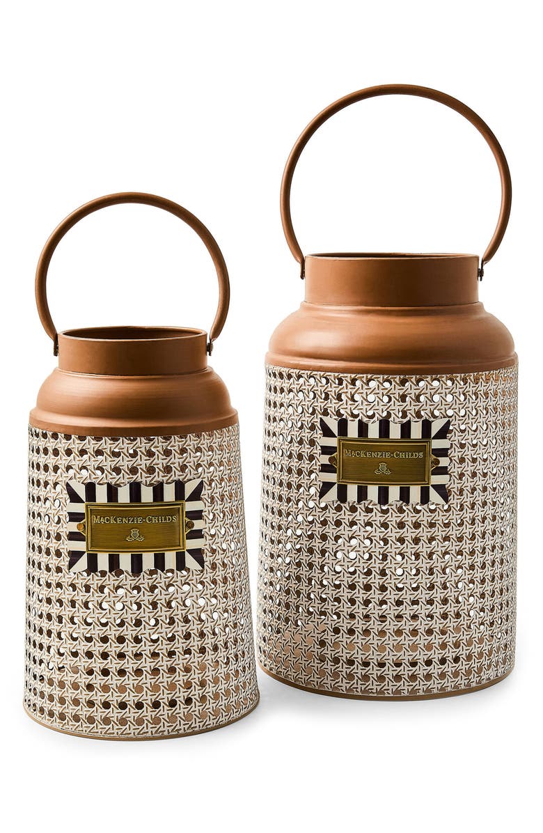 MACKENZIE CHILDS Cane Small Lantern, Alternate, color, Beige