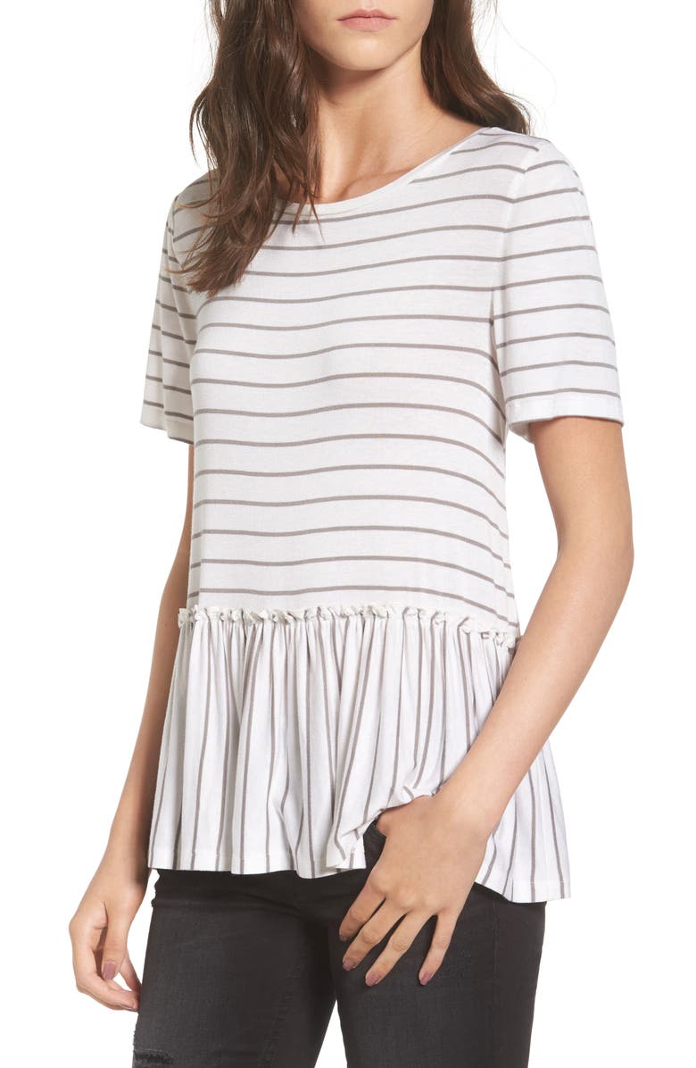BP. Remix Stripe Peplum Top, Main, color, 
