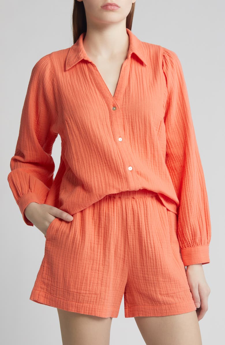 Rails Lo Organic Cotton Gauze Button-Up Shirt, Main, color,