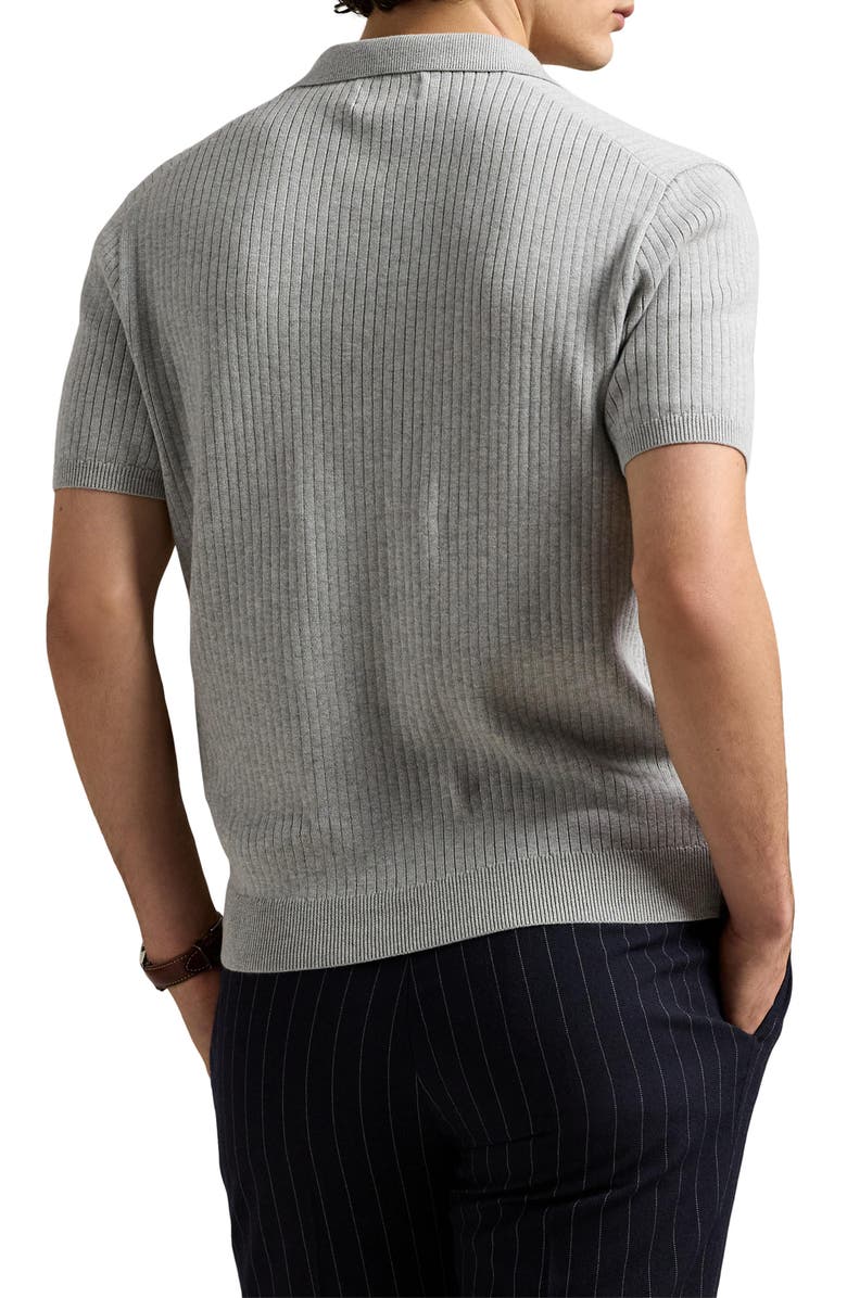 Polo Ralph Lauren Johnny Collar Rib Cotton Polo Sweater, Alternate, color, Andover Heather
