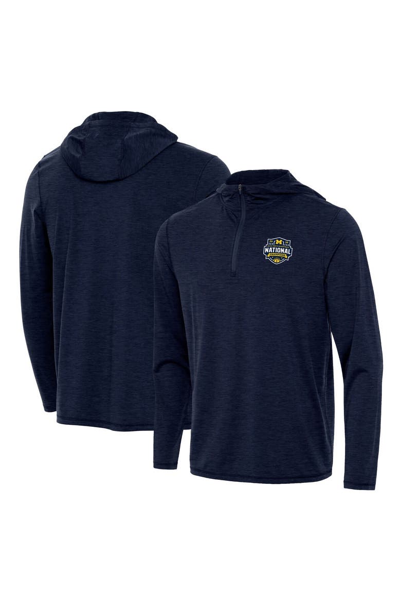 Men's Antigua  Navy Michigan Wolverines 2026 NCAA Men's Basketball National Champions Tidy Quarter-Zip Hoodie, Main, color, Navy
