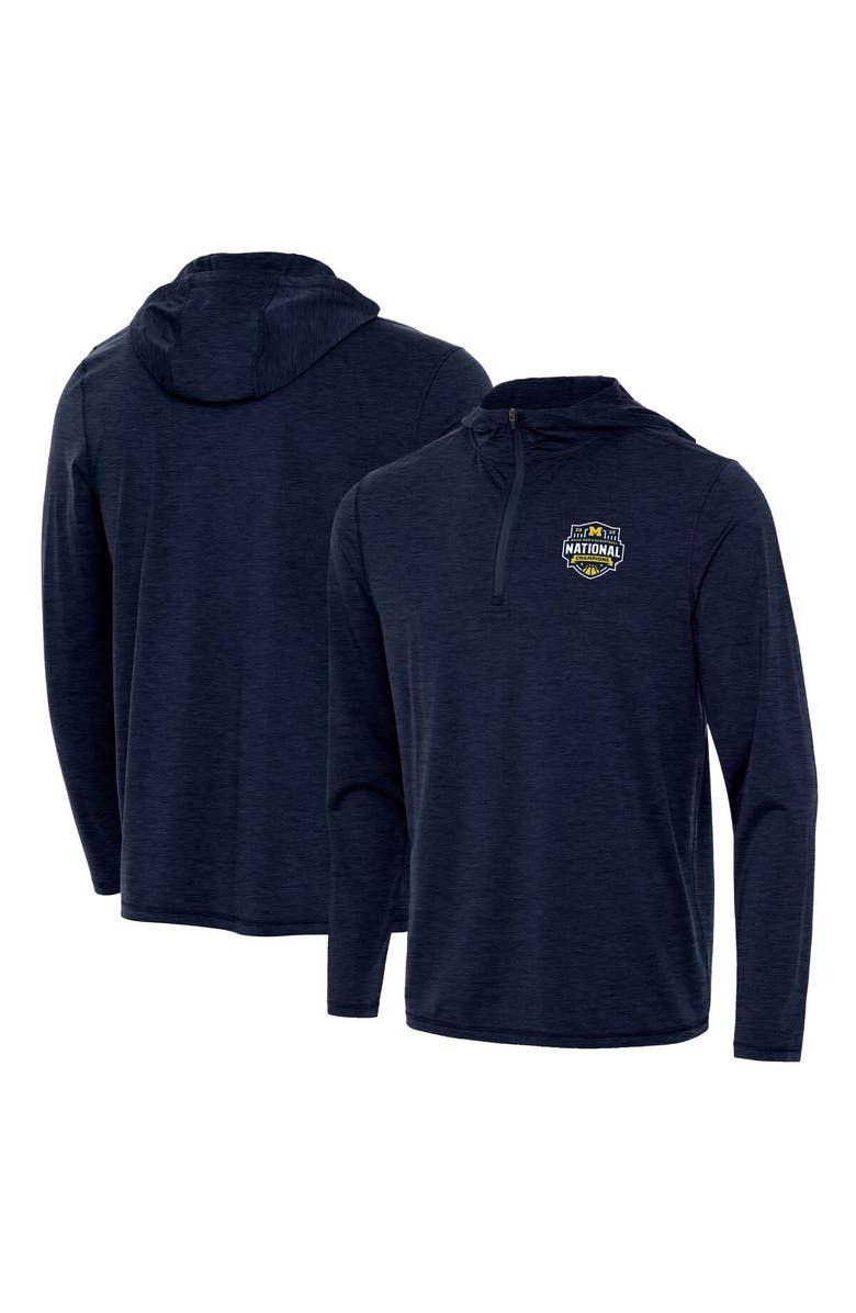 ANTIGUA Men's Antigua  Navy Michigan Wolverines 2026 NCAA Men's Basketball National Champions Tidy Quarter-Zip Hoodie, Main, color, Navy