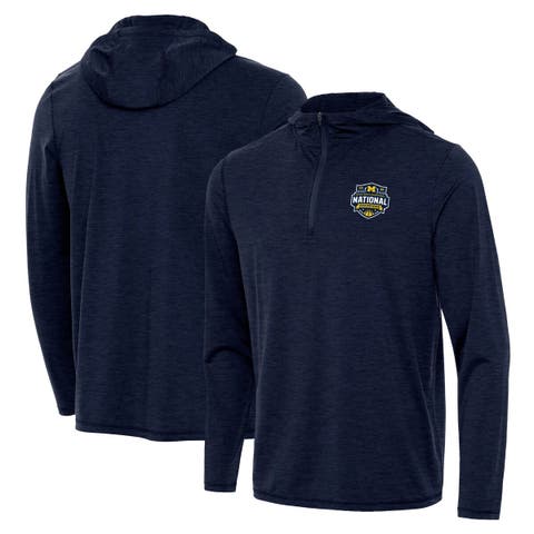 Men's Antigua  Navy Michigan Wolverines 2026 NCAA Men's Basketball National Champions Tidy Quarter-Zip Hoodie
