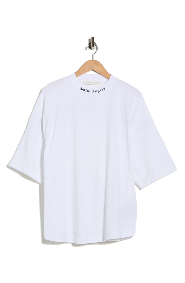 Palm Angels Crewneck Logo Graphic T-Shirt, Main, color, White Black