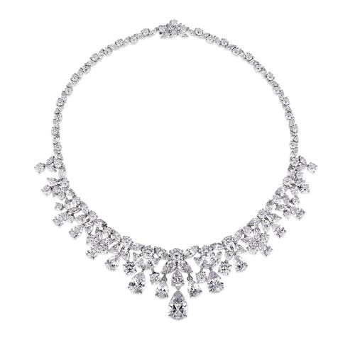Anna Zuckerman La Scala Diamond Crystalline Statement Necklace In White Diamond Crystalline