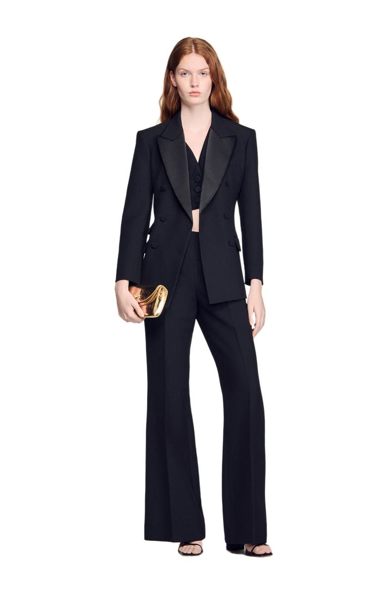 SANDRO Pocket detail trousers, Alternate, color, Black