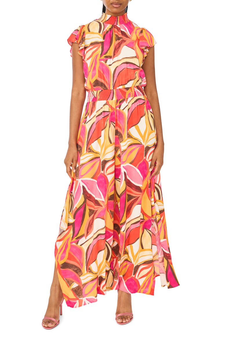 Flutter Sleeve Jumpsuit, Main, color, PINK MULTI