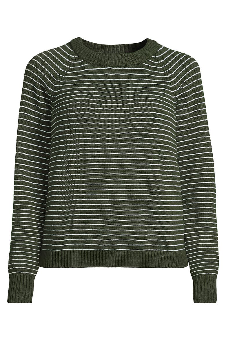 Plus Size Drifter Raglan Crew Sweater, Alternate, color, Green/Pale Sky Mini Stripe