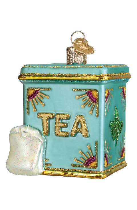 Tea Tin Glass Ornament