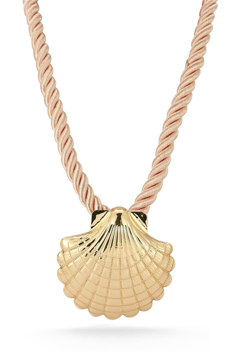 Shell Pendant Cord Necklace, Main, color, GOLD