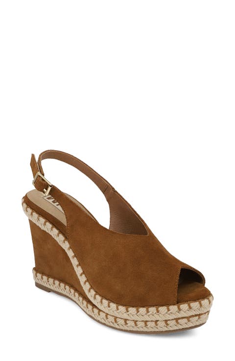 Marjori Slingback Espadrille Peep Toe Platform Wedge Sandal (Women)