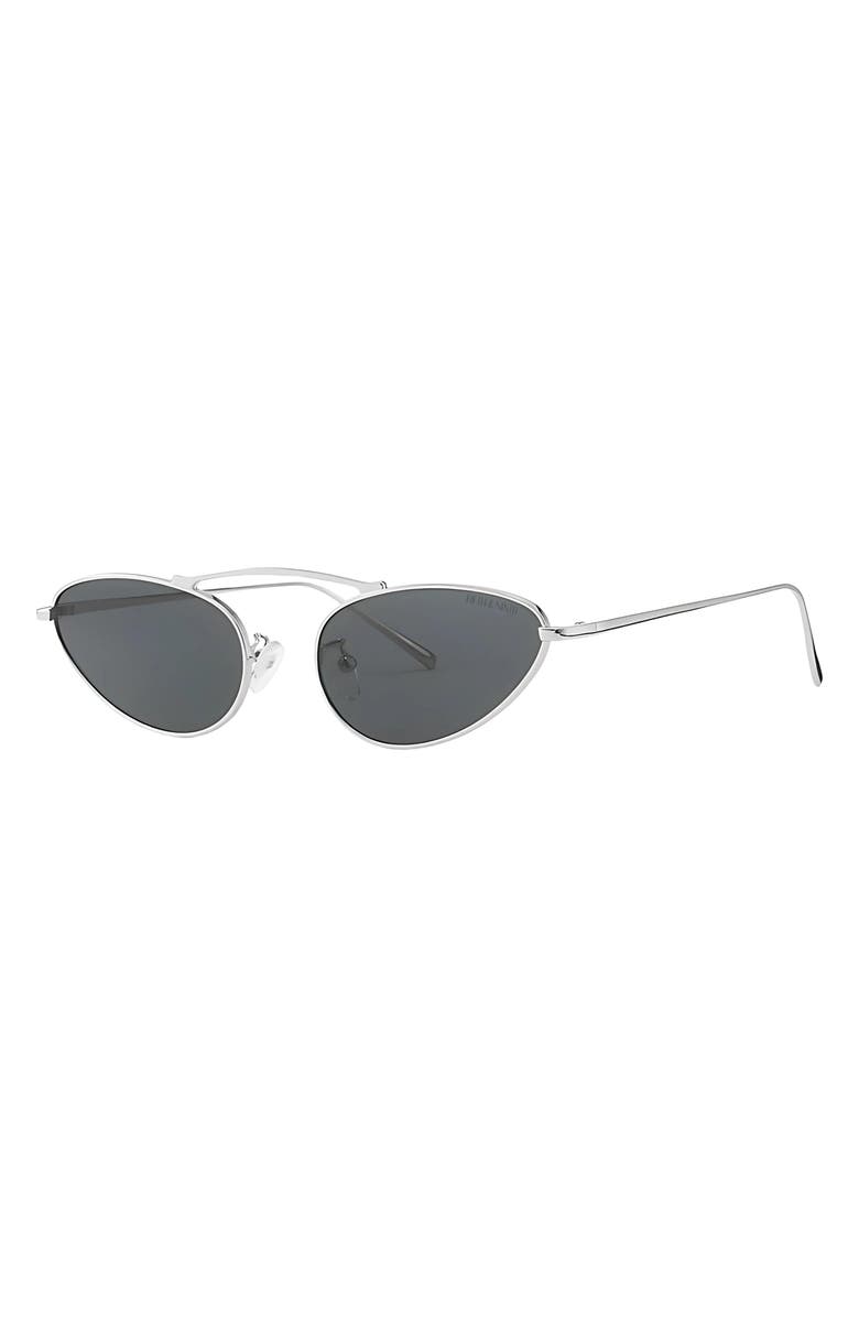 Fifth & Ninth Daphne 60mm Polarized Cat Eye Sunglasses, Alternate, color, Silver / Black