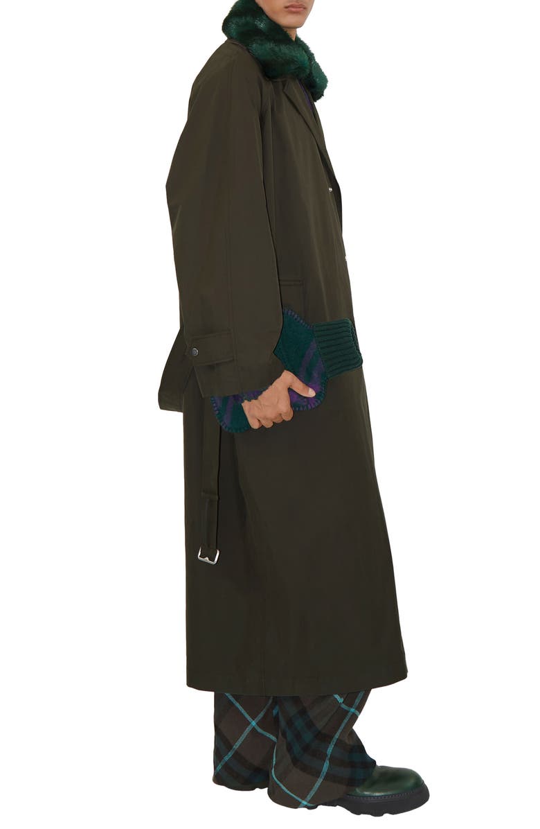 Burberry Lambeth Oversize Water Resistant Raincoat With Removable Faux Fur Trim, Alternate, color, 