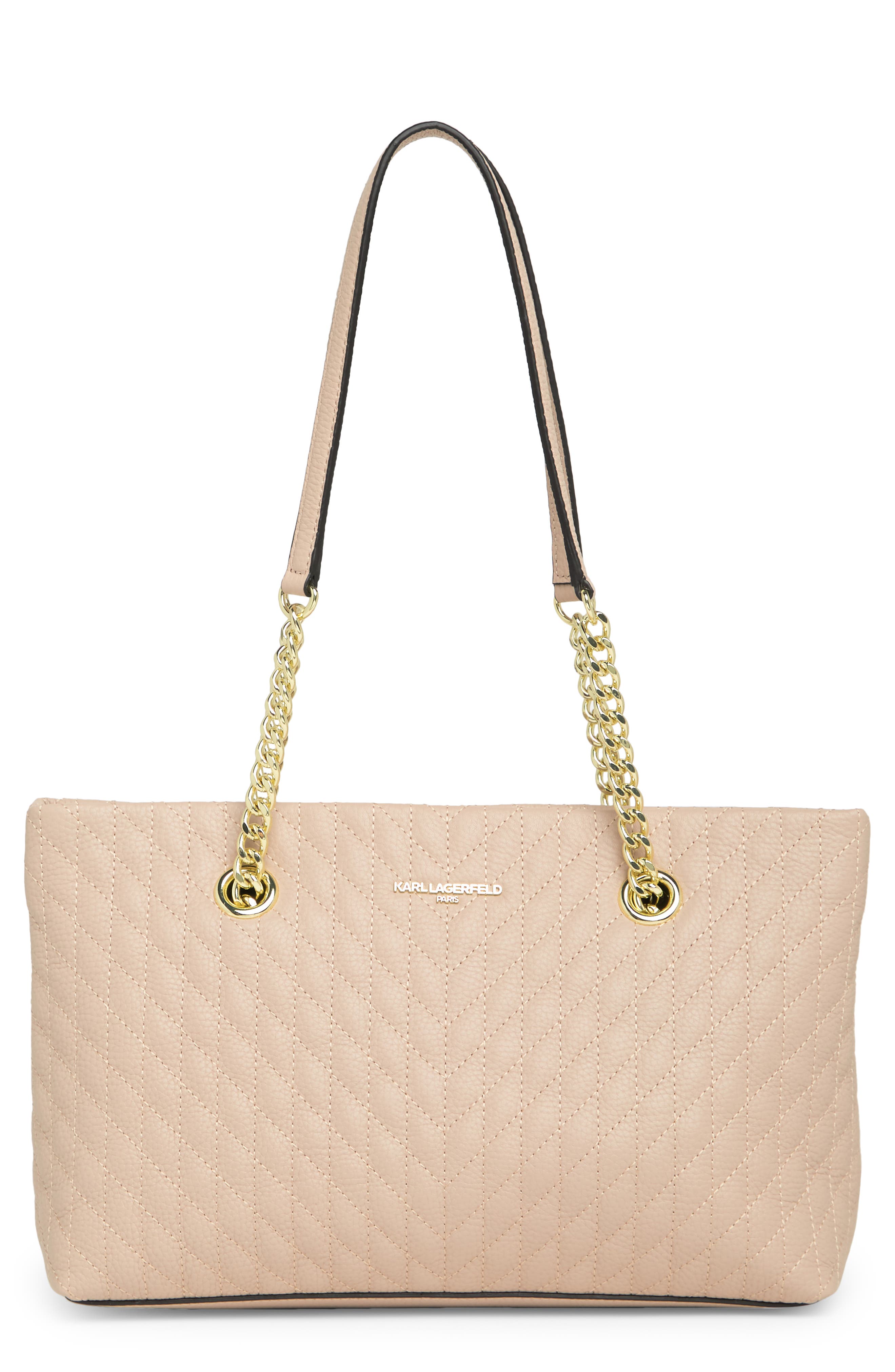 KARL LAGERFELD PARIS Karolina Leather Tote, Main, color, 