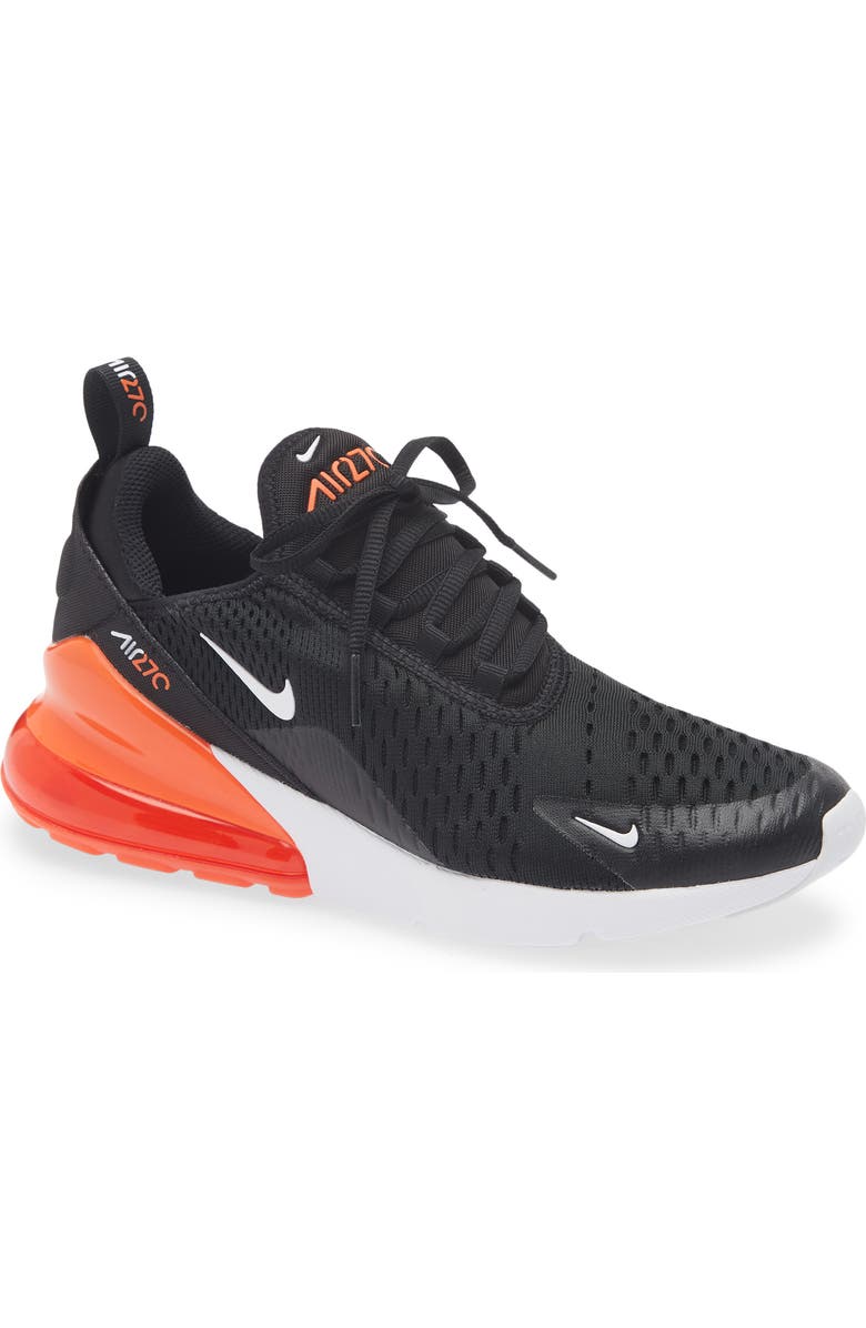 Nike Kids' Air Max 270 Sneaker, Main, color, Black/ White/ Orange