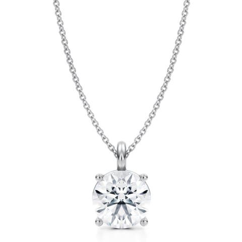 Round Solitaire Lab Diamond Pendant Necklace 14K 2.50ct