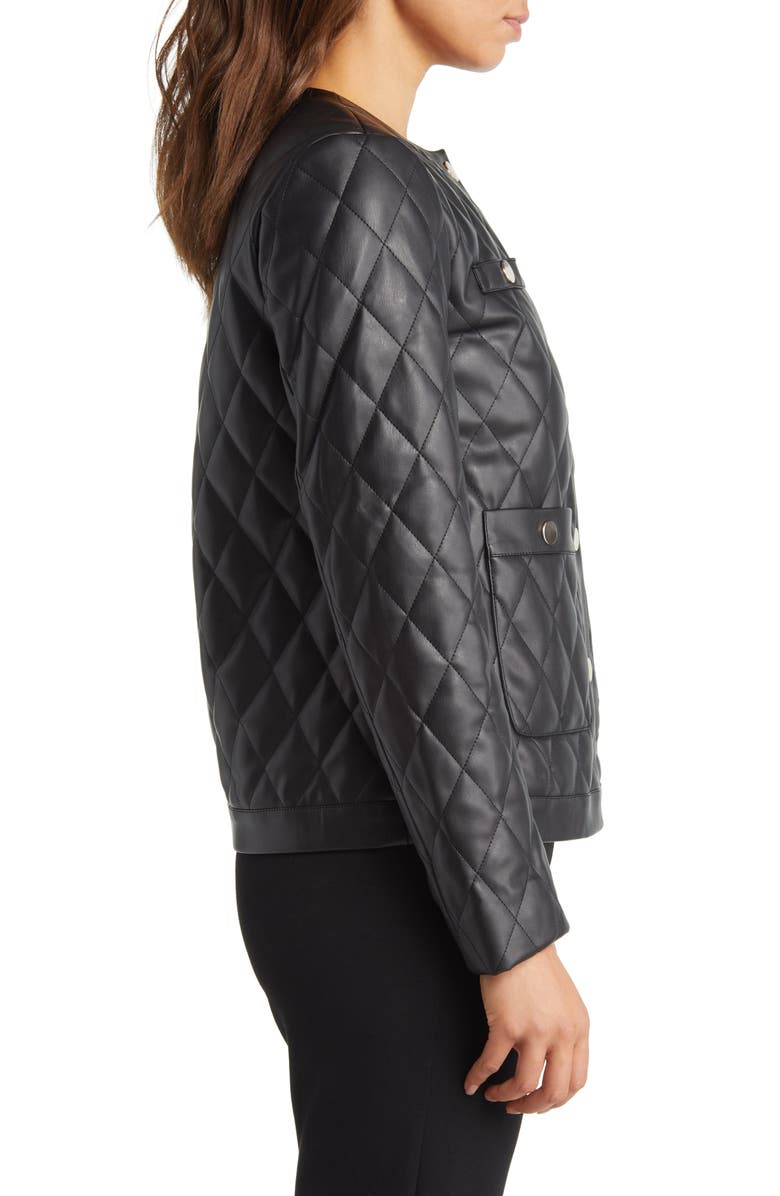 Anne Klein Quilted Faux Leather Jacket, Alternate, color, 